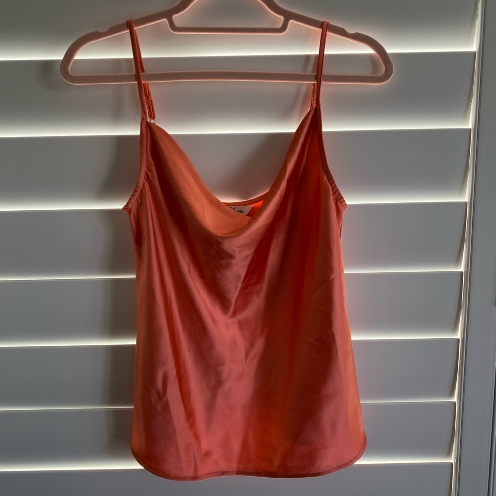 Takara coral drape front spaghetti strap blouse
